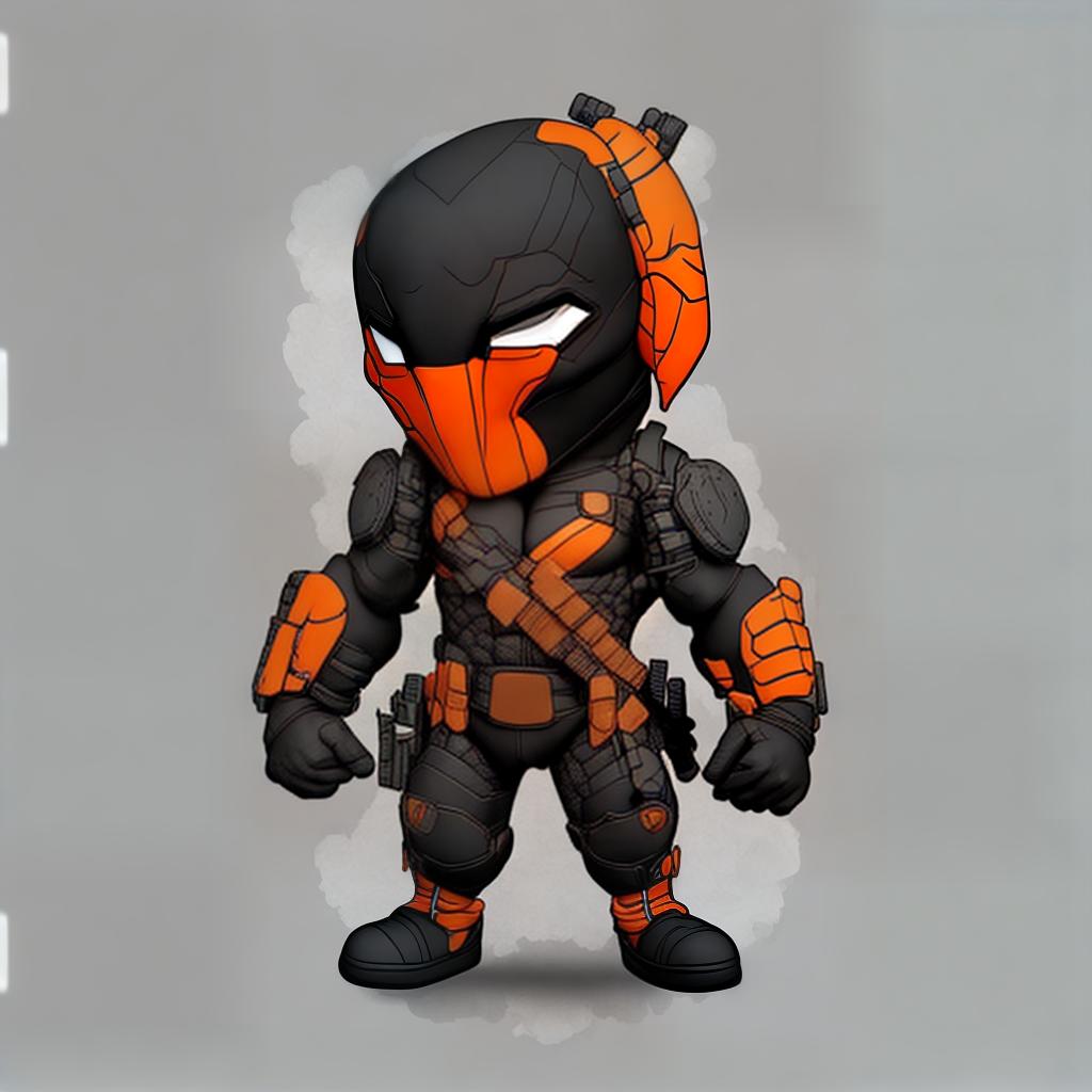 estilovintedois Crear un personaje divertido, que llame la atención a clientes y usuarios de una tienda q vende accesorios Gamer, el personaje debe basarse en el personaje de Deathstroke se debe combinar los colores negro y naranja, esto para q sea el avatar de la tienda.