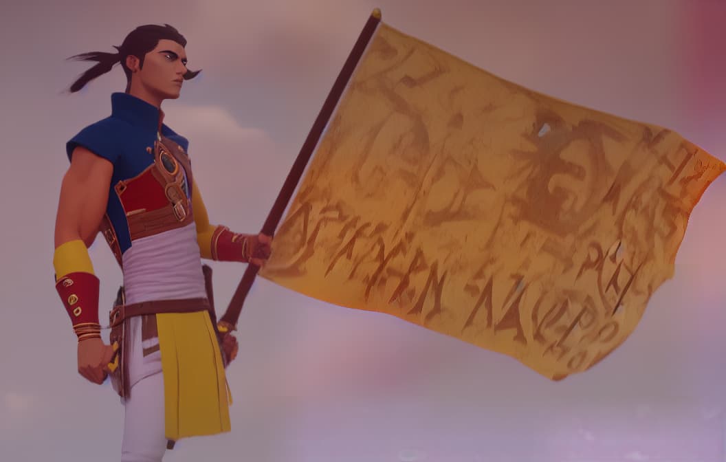 arcane style arcane style, REALISTIC IMAGE, AZTEC WARRIOR WITH ARMOR IN ROMAN STYLE,  WITH A BANNER WRITTEN IN HEBREW, IN PRE-COLUMBIAN AMERICA THE BOOK OF MORMON , (masterpiece:1.4), best quality, high quality, highly detailed, ultra detail, ultra detailed, unreal engine 5, HDR 4K, 8K
