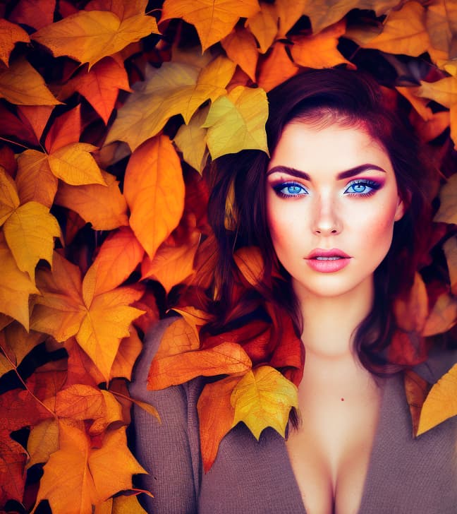 portrait+ style Eyes sparkled with the vibrant colors of autumn leaves