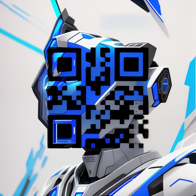  Oil paine, roboter face theme, incorporating elements like fierce eyes, and a powerful jawline. Use a color palette of deep blue, bold blacks, and hints of white to capture the majestic aura of a roboter.