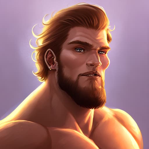 portrait+ style Titan queer blonde hunk dude face