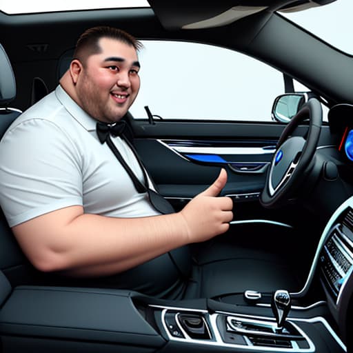  Handsome fat guy in a BMW 7 series,