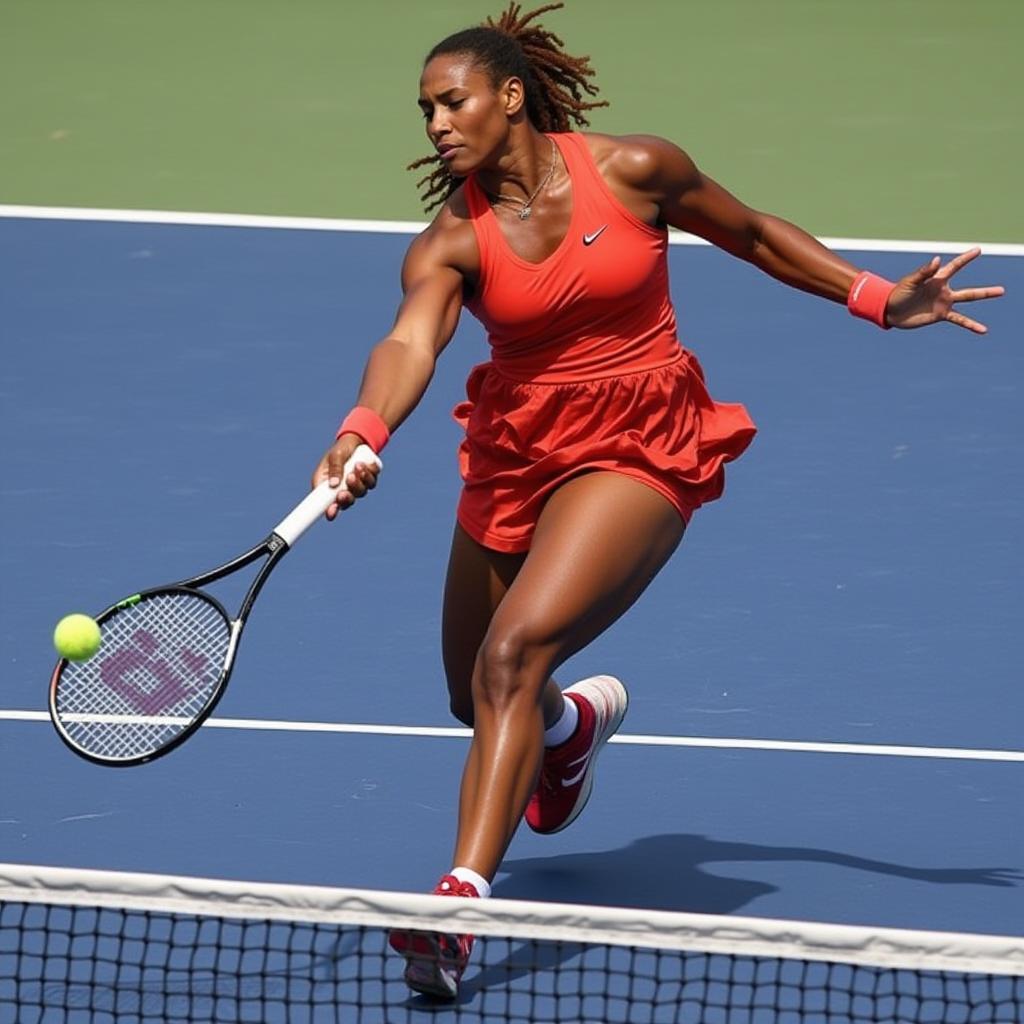  white woman playing tennis. hyperrealistic, full body, detailed clothing, highly detailed, cinematic lighting, stunningly beautiful, intricate, sharp focus, f/1. 8, 85mm, (centered image composition), (professionally color graded), ((bright soft diffused light)), volumetric fog, trending on instagram, trending on tumblr, HDR 4K, 8K