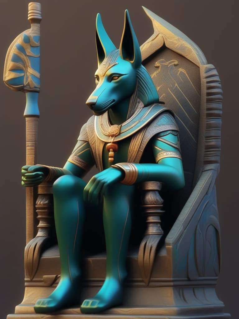  Black Anubis on a green hair character, sitting, masterpiece, best quality,8k,ultra detailed,high resolution,an extremely delicate and beautiful,hyper detail