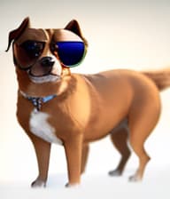  dog wearing sunglasses hyperrealistic, full body, detailed clothing, highly detailed, cinematic lighting, stunningly beautiful, intricate, sharp focus, f/1. 8, 85mm, (centered image composition), (professionally color graded), ((bright soft diffused light)), volumetric fog, trending on instagram, trending on tumblr, HDR 4K, 8K