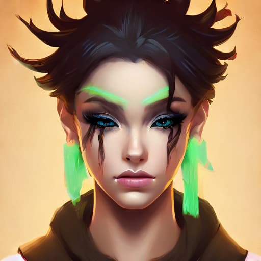 portrait+ style druid, dnd character, human, black hair, green and golden eyes,  15 years old, mysterious, feral, hooded, fantasy, hd