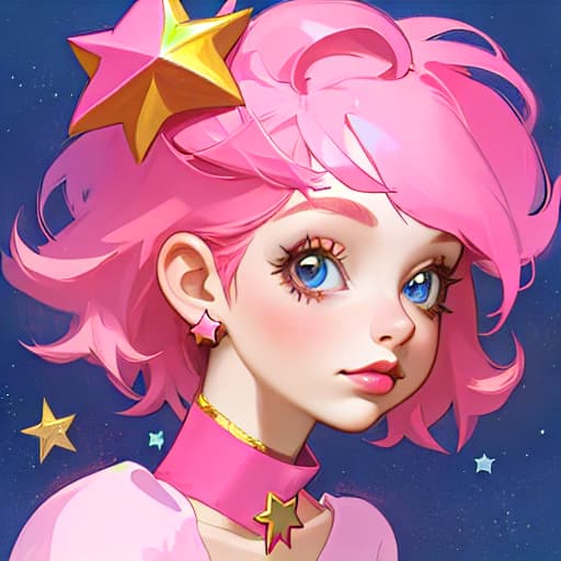  Woman with pink hair and a star on her head