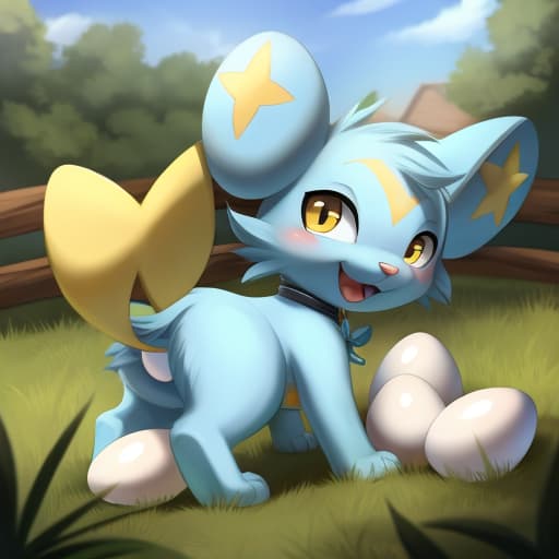  Shinx, feral cat, egg in ass, anal oviposition, view from behind,, open eyes, digital art, masterpiece, 4k, fine details,