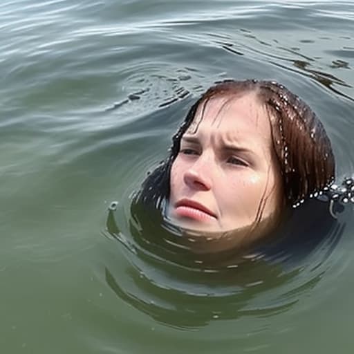  woman's head drowning in lake