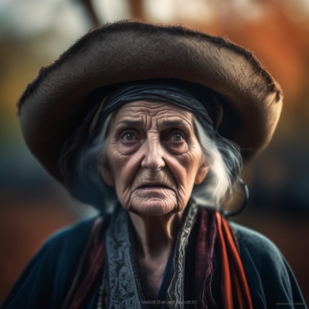  "Angry old crone" hyperrealistic, full body, detailed clothing, highly detailed, cinematic lighting, stunningly beautiful, intricate, sharp focus, f/1. 8, 85mm, (centered image composition), (professionally color graded), ((bright soft diffused light)), volumetric fog, trending on instagram, trending on tumblr, HDR 4K, 8K