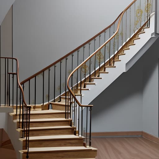  Help me draw a picture of a residential staircase. There are some slogans encouraging stairs on the stairs.