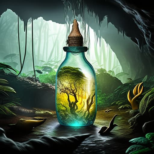  mystical cave. in a bottle. with the jungle