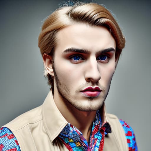 portrait+ style Russian queer mad TV actor blonde hunk dude face