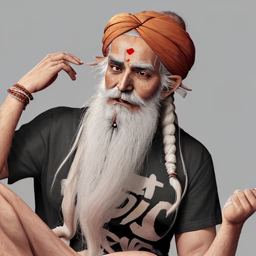  poor sadhu baba wearing a damage t shirt