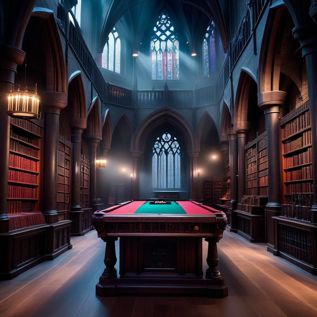  gaming room in hogwarts hyperrealistic, full body, detailed clothing, highly detailed, cinematic lighting, stunningly beautiful, intricate, sharp focus, f/1. 8, 85mm, (centered image composition), (professionally color graded), ((bright soft diffused light)), volumetric fog, trending on instagram, trending on tumblr, HDR 4K, 8K