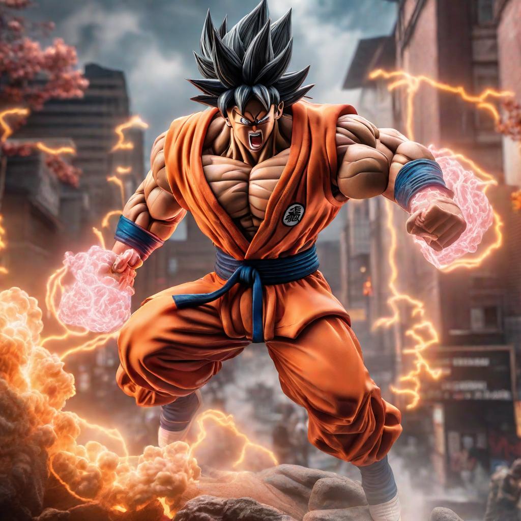  Crea a Goku vs Baki hyperrealistic, full body, detailed clothing, highly detailed, cinematic lighting, stunningly beautiful, intricate, sharp focus, f/1. 8, 85mm, (centered image composition), (professionally color graded), ((bright soft diffused light)), volumetric fog, trending on instagram, trending on tumblr, HDR 4K, 8K