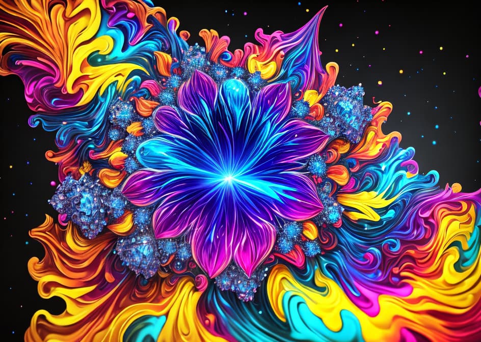 IN THE STYLE OF <MAGIFACTORY> Abstract vector art explosion with a surreal mix of levitating crystals, neon swirls, and cosmic energy waves. Each element has intricate patterns, and the composition is a kaleidoscope of glowing colors, making this energetic and enchanting design ideal for those who appreciate the abstract. hyperrealistic, full body, detailed clothing, highly detailed, cinematic lighting, stunningly beautiful, intricate, sharp focus, f/1. 8, 85mm, (centered image composition), (professionally color graded), ((bright soft diffused light)), volumetric fog, trending on instagram, trending on tumblr, HDR 4K, 8K