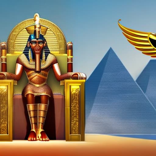  create my pharaonic palace with an image of the god osiris and a king sitting on the throne