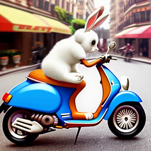  Cute bunny on vespa bike