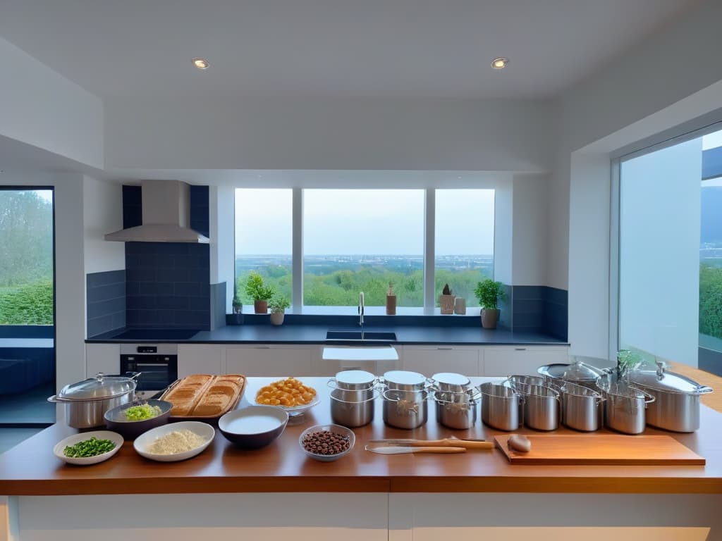  An ultradetailed 8k image of a sleek, modern kitchen counter adorned with an array of highquality baking utensils such as spatulas, whisks, measuring cups, and piping bags neatly organized in a minimalist fashion. The utensils are gleaming under the soft, natural light filtering through a nearby window, showcasing their impeccable craftsmanship and design. The clean lines and elegant simplicity of the setup exude a sense of professionalism and efficiency, appealing to both expert chefs and aspiring bakers alike. hyperrealistic, full body, detailed clothing, highly detailed, cinematic lighting, stunningly beautiful, intricate, sharp focus, f/1. 8, 85mm, (centered image composition), (professionally color graded), ((bright soft diffused light)), volumetric fog, trending on instagram, trending on tumblr, HDR 4K, 8K