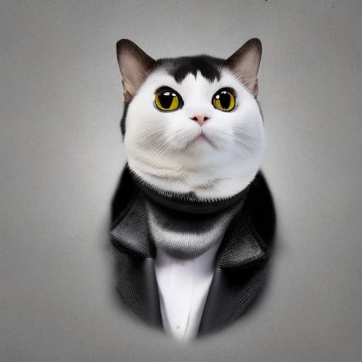 portrait+ style Cat-penguin, cat head, penguin body, penguin paws