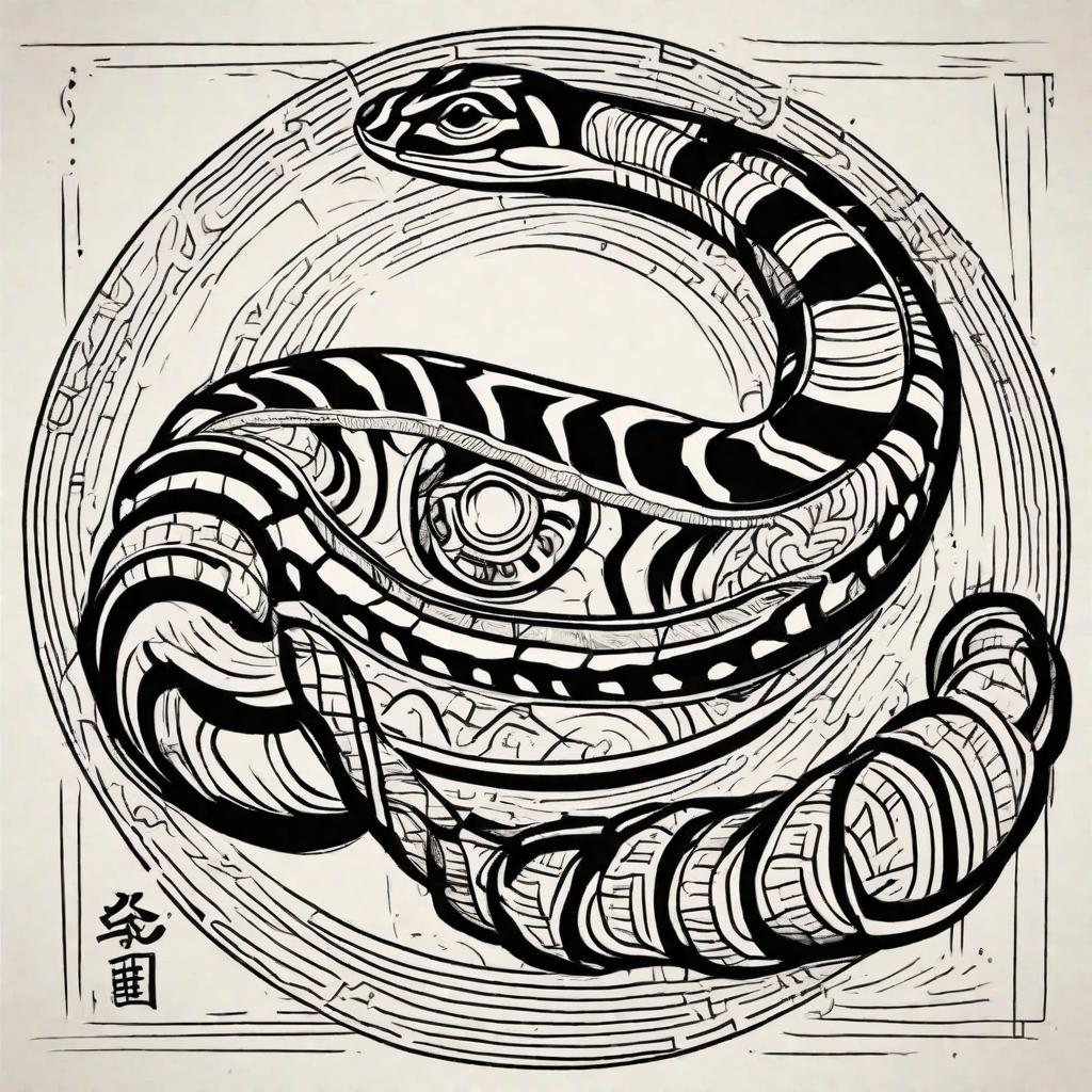  masterpiece, best quality, help me draw a zodiac king eye snake, spit the letter, print, simple pen, line draft, top quality, best quality, 8k resolution