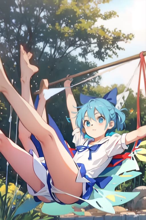  Cirno in a hammock, Ghibli style