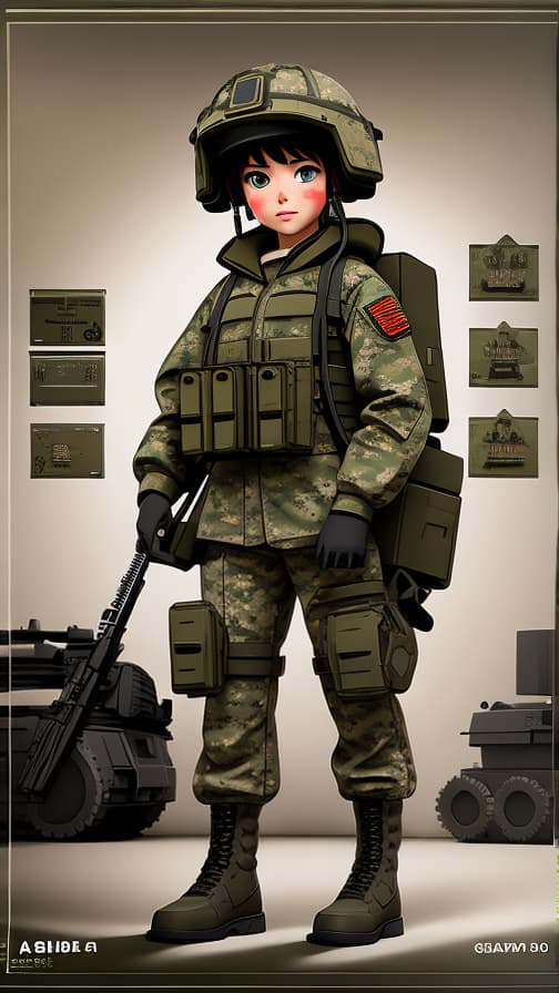  Combat two-headed camouflage US military full equipment military equipment machine gun girl game