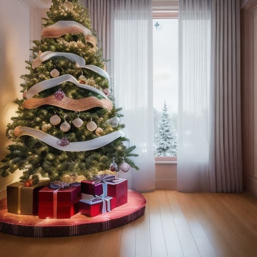  beautiful Christmas tree in room decorated with light toys for the New Year holiday, cozy home, hyper detailed, very detailed, photo, photorealism, realistic, cinematic, winter forest landscape, no text, best quality, high quality photography, 8K, 4K hyperrealistic, full body, detailed clothing, highly detailed, cinematic lighting, stunningly beautiful, intricate, sharp focus, f/1. 8, 85mm, (centered image composition), (professionally color graded), ((bright soft diffused light)), volumetric fog, trending on instagram, trending on tumblr, HDR 4K, 8K