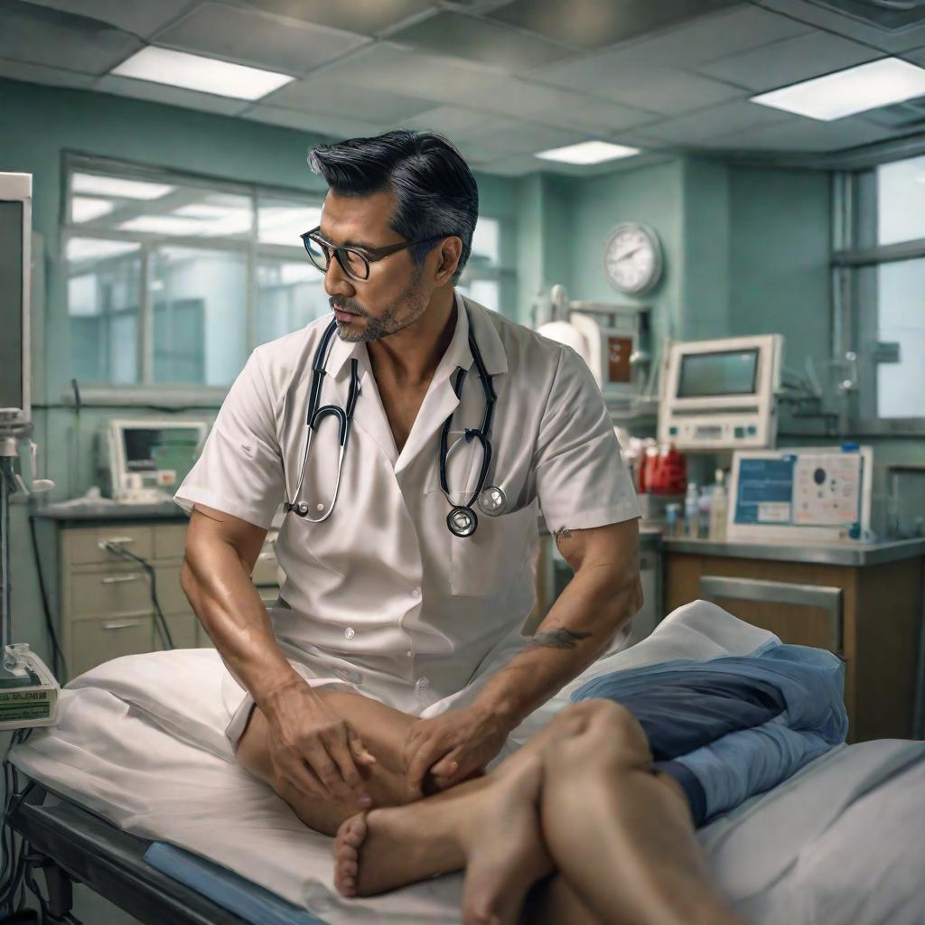  topless doctor at a hong kong hospital hyperrealistic, full body, detailed clothing, highly detailed, cinematic lighting, stunningly beautiful, intricate, sharp focus, f/1. 8, 85mm, (centered image composition), (professionally color graded), ((bright soft diffused light)), volumetric fog, trending on instagram, trending on tumblr, HDR 4K, 8K