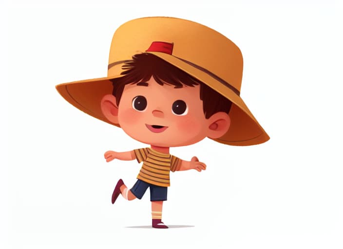  A child wearing a hat, whole body