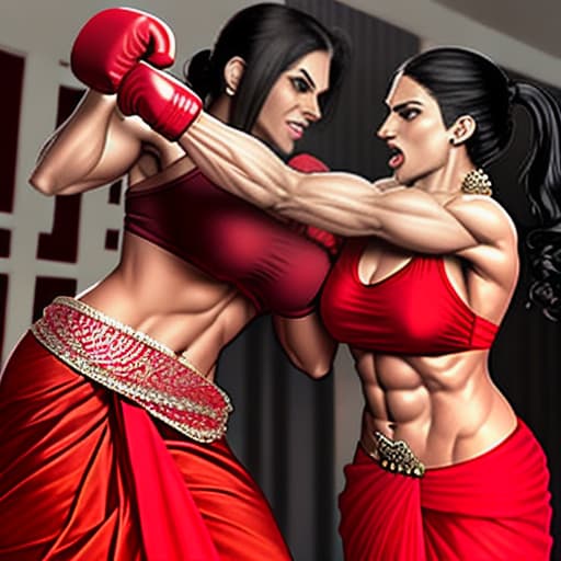  red saree muscle punching