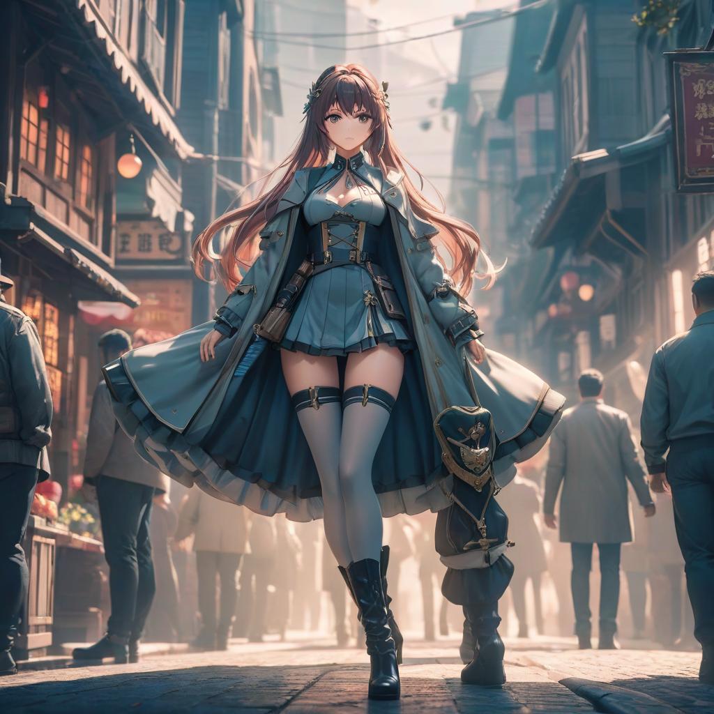  Beautiful anime in with big  hyperrealistic, full body, detailed clothing, highly detailed, cinematic lighting, stunningly beautiful, intricate, sharp focus, f/1. 8, 85mm, (centered image composition), (professionally color graded), ((bright soft diffused light)), volumetric fog, trending on instagram, trending on tumblr, HDR 4K, 8K