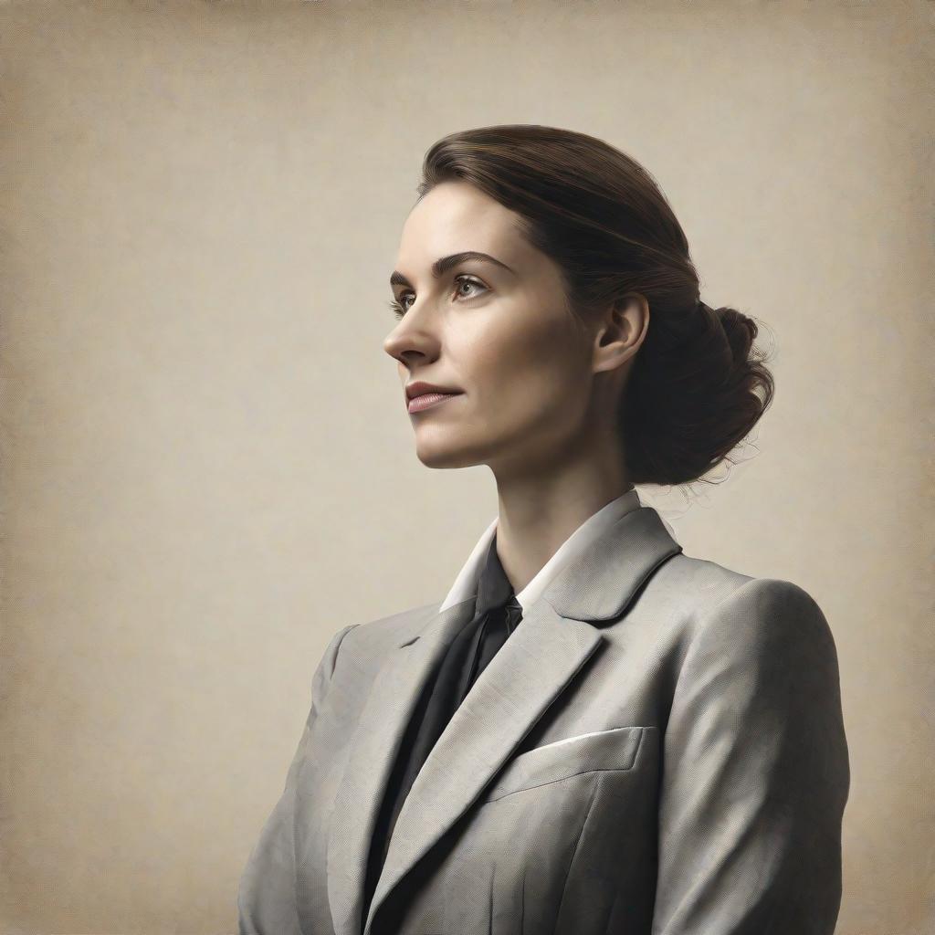  masterpiece, best quality,A British female profile, business attire, clean background,