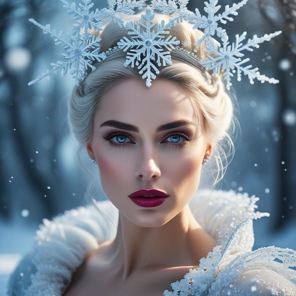  cinematic photo (masterpiece, formal art, rich background: 1.2), The Snow Queen. double exposure. portrait, with cute face, beautiful face, realistic shades, Perfect face, fine details, open mouth, crisp white teeth, wide eyebrows, realistic shaded lighting. The snow white dress is with snowflake lace. A crown of snowflakes and ice. Snow is flying all around. The picture smells cold. Everything is flooded with a cold bluish light.(masterpiece, artwork, rich background: 1,2), The Snow Queen. double exposure. portrait, a three yea with a cute face, beautiful face, realistic shades, perfect face, small details, open mouth, snow white teeth, wide eyebrows, realistic shaded lighting. The snow white dress is with l hyperrealistic, full body, detailed clothing, highly detailed, cinematic lighting, stunningly beautiful, intricate, sharp focus, f/1. 8, 85mm, (centered image composition), (professionally color graded), ((bright soft diffused light)), volumetric fog, trending on instagram, trending on tumblr, HDR 4K, 8K