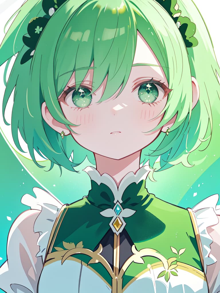  Green hair character short hair, shouting, masterpiece, best quality,8k,ultra detailed,high resolution,an extremely delicate and beautiful,hyper detail