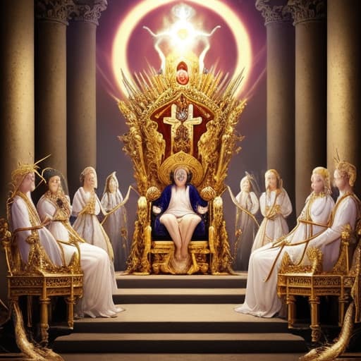  “At once I was in the Spirit, and there before me was a throne in heaven with someone sitting on it. And the one who sat there had the appearance of jasper and ruby. A rainbow that shone like an emerald encircled the throne. Surrounding the throne were twenty-four other thrones, and seated on them were twenty-four elders. They were dressed in white and had crowns of gold on their heads. From the throne came flashes of lightning, rumblings and peals of thunder. In front of the throne, seven lamps were blazing. These are the seven spirits of God. Also in front of the throne there was what looked like a sea of glass, clear as crystal. In the center, around the throne, were four living creatures, and they were covered with eyes, in front and 