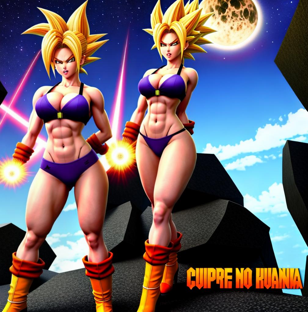  ((foto de cuerpo completo, pie plano, cuerpo recto)), ((laura {Super Super Saiyan mujer con grandes pechos})), ((lleva puesto son goku+Los disfraces de ella son extremadamente ajustados a su cuerpo.))