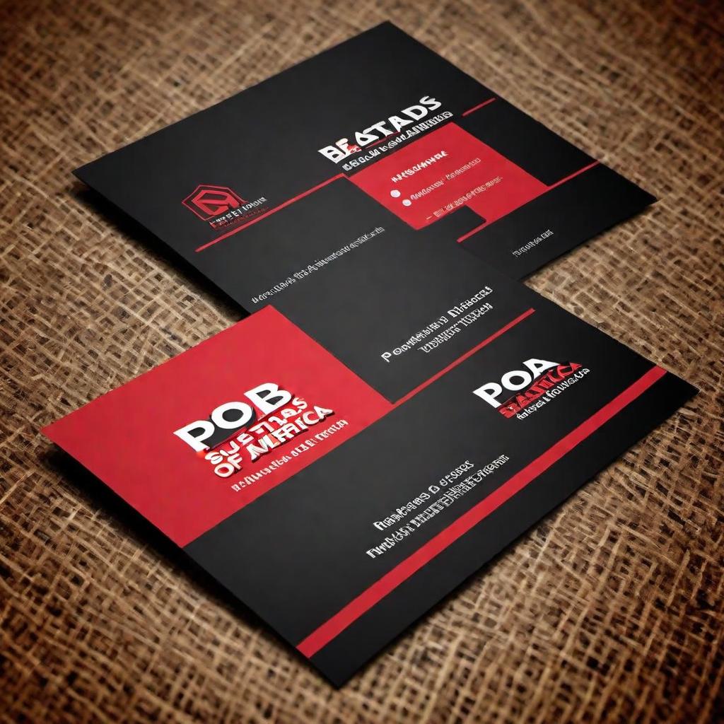  Create a business card design for a company named 'Poor Bastards Of America' with the abbreviation 'PBOA'. The design should be professional yet have a slight humorous touch to reflect the quirky name. Include placeholders for a name, job title, email address, and phone number. The color scheme should be tasteful and not too garish, possibly using darker tones to give it a sophisticated but approachable look. Ensure the company's full name and abbreviation are prominently featured on the card. hyperrealistic, full body, detailed clothing, highly detailed, cinematic lighting, stunningly beautiful, intricate, sharp focus, f/1. 8, 85mm, (centered image composition), (professionally color graded), ((bright soft diffused light)), volumetric fog, trending on instagram, trending on tumblr, HDR 4K, 8K