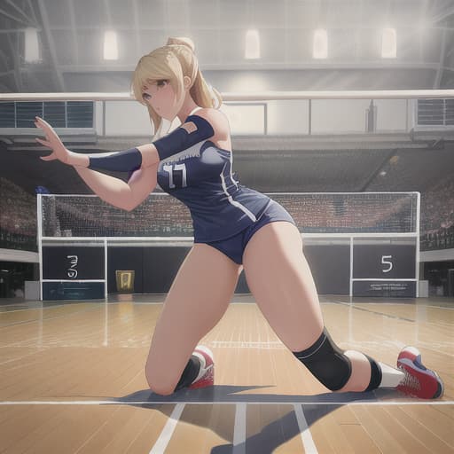  girl playing volleyball on a court alone hyperrealistic, full body, detailed clothing, highly detailed, cinematic lighting, stunningly beautiful, intricate, sharp focus, f/1. 8, 85mm, (centered image composition), (professionally color graded), ((bright soft diffused light)), volumetric fog, trending on instagram, trending on tumblr, HDR 4K, 8K