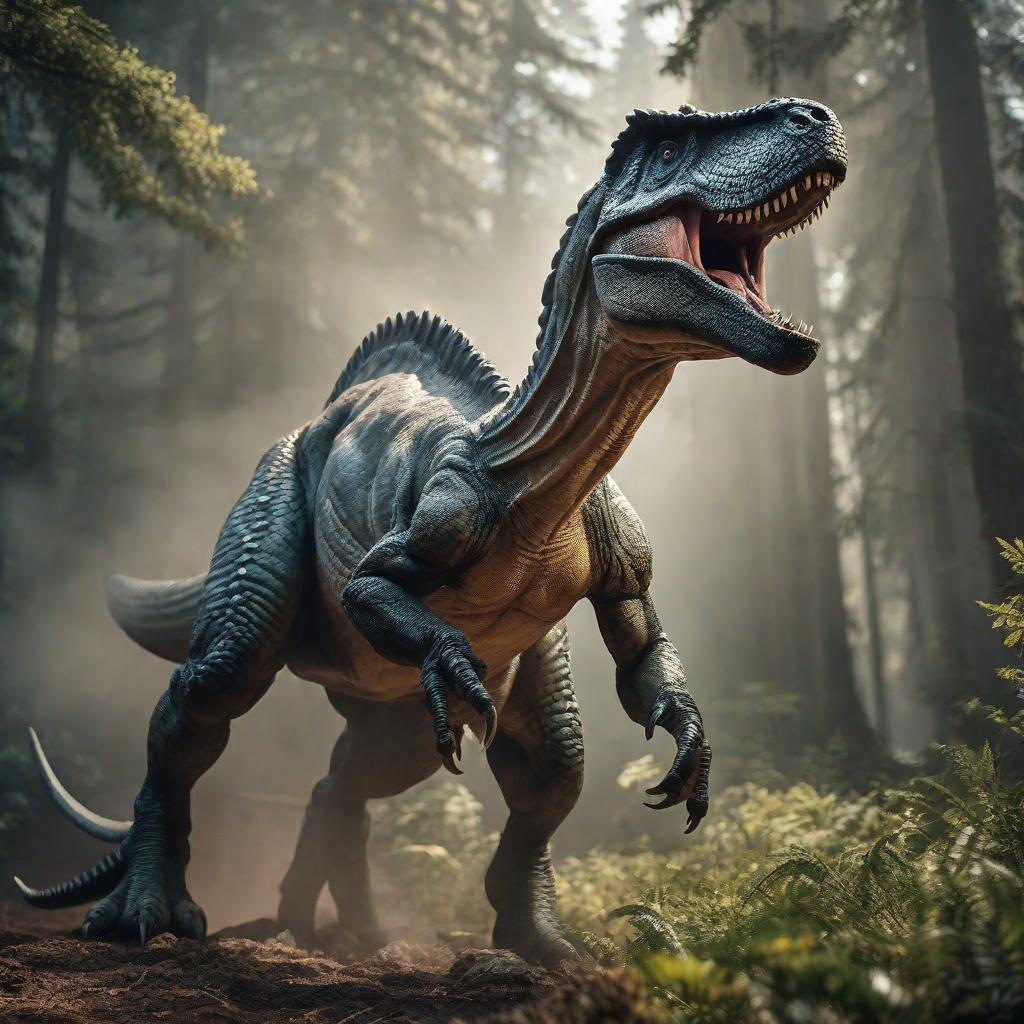  Dinosaurios hyperrealistic, full body, detailed clothing, highly detailed, cinematic lighting, stunningly beautiful, intricate, sharp focus, f/1. 8, 85mm, (centered image composition), (professionally color graded), ((bright soft diffused light)), volumetric fog, trending on instagram, trending on tumblr, HDR 4K, 8K