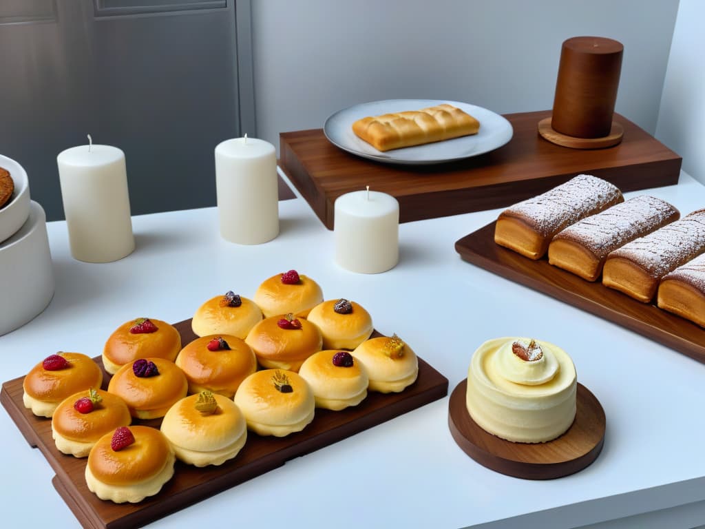  An ultradetailed image of a serene kitchen scene with soft natural lighting, featuring a minimalist wooden table adorned with a selection of beautifully crafted organic pastries by Claire Ptak. Each pastry is delicately decorated with intricate floral patterns using natural dyes, showcasing a harmonious blend of artistry and sustainability. The background shows subtle hints of a cozy kitchen environment, with glimpses of rustic ceramic plates and vintage baking utensils, adding a touch of nostalgia to the elegant simplicity of the scene. hyperrealistic, full body, detailed clothing, highly detailed, cinematic lighting, stunningly beautiful, intricate, sharp focus, f/1. 8, 85mm, (centered image composition), (professionally color graded), ((bright soft diffused light)), volumetric fog, trending on instagram, trending on tumblr, HDR 4K, 8K