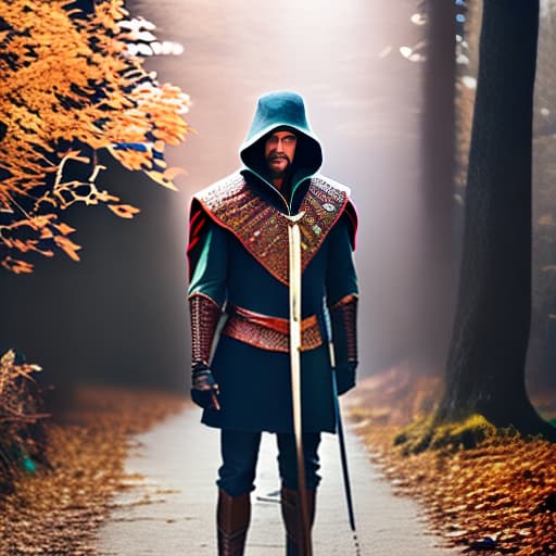 wa-vy style robin hood hyperrealistic, full body, detailed clothing, highly detailed, cinematic lighting, stunningly beautiful, intricate, sharp focus, f/1. 8, 85mm, (centered image composition), (professionally color graded), ((bright soft diffused light)), volumetric fog, trending on instagram, trending on tumblr, HDR 4K, 8K