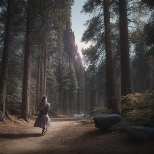  a beautiful woman walking in a fancy forrest, by night, moonlight, mountains in background, cartoon character inspired by Disney, detailed clothing, sharp focus, f\/1. 8, 85mm, (centered image composition), (professionally color graded), ((bright soft diffused light)), (4k, best quality, masterpiece:1.2), sharp focus, ultrahigh res, highly detailed