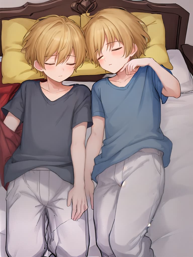 two boys sleeping together wetting the bed