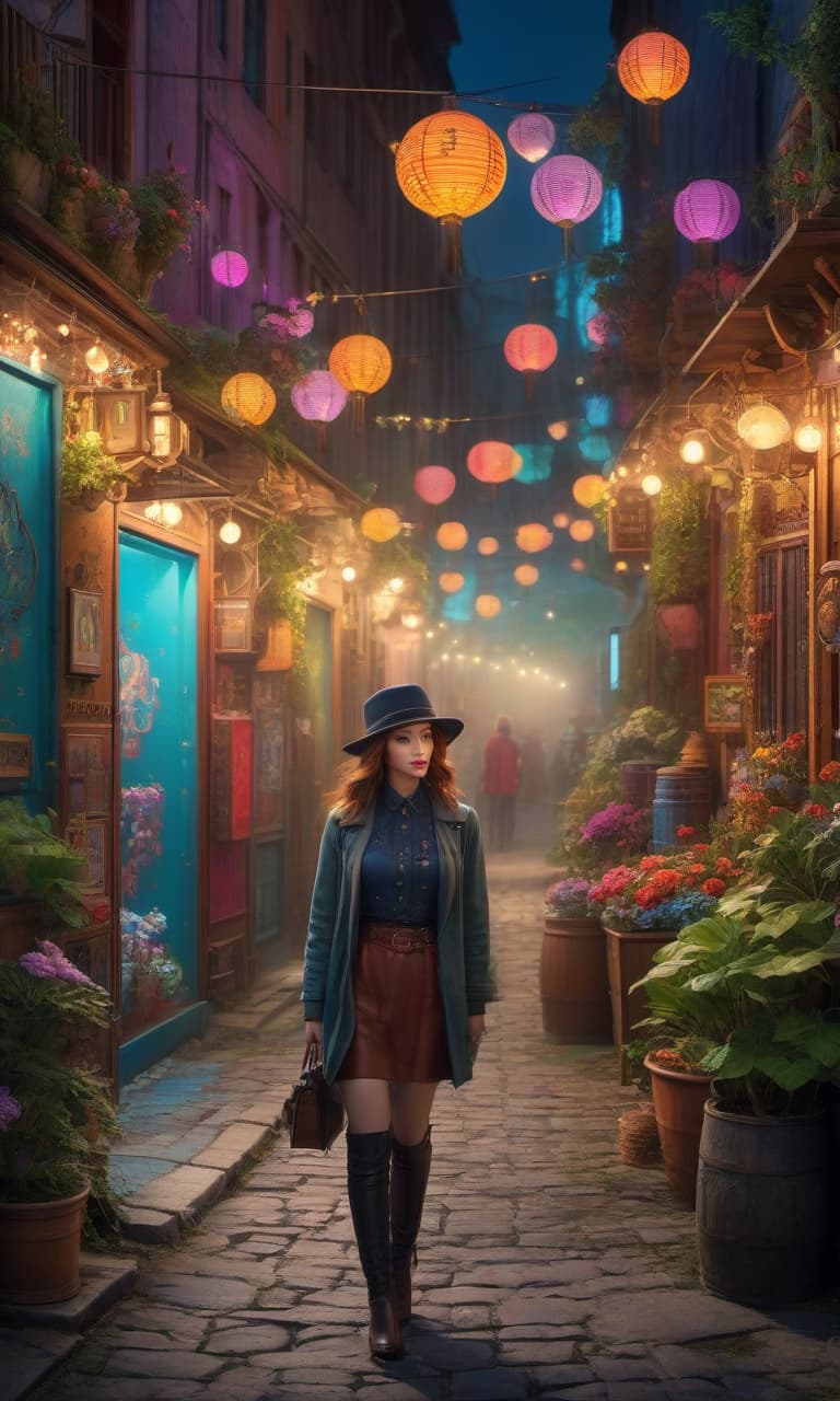  cinematic photo (CG Society award winning artwork, digital painting:1.3), whimsical and fantastical design, set against a street art inspired background, landscape, winks, and grins, playful and inviting atmosphere, bright and colorful palette, magical lights illuminating the scene, capturing the essence of a fantasy wonderland., shutterstock contest winner, environmental art, detailed painting, matte paint, mattepaint, semi realism, masterpiece, environment, concept Art . 35mm photograph, film, bokeh, professional, 4k, highly detailed hyperrealistic, full body, detailed clothing, highly detailed, cinematic lighting, stunningly beautiful, intricate, sharp focus, f/1. 8, 85mm, (centered image composition), (professionally color graded), ((bright soft diffused light)), volumetric fog, trending on instagram, trending on tumblr, HDR 4K, 8K