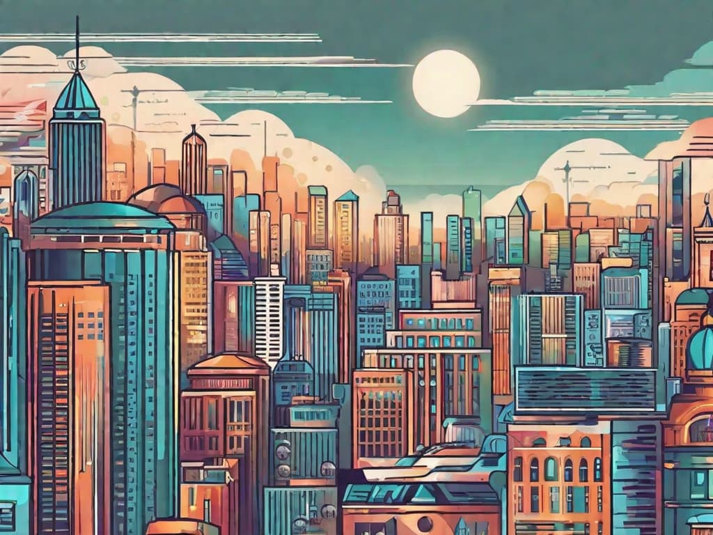  A rising stock market graph overlaying a city skyline, with the numbers "141,000" prominently displayed and an upward arrow symbolizing growth. digital art, ilustration, no flares, clean hyperrealistic, full body, detailed clothing, highly detailed, cinematic lighting, stunningly beautiful, intricate, sharp focus, f/1. 8, 85mm, (centered image composition), (professionally color graded), ((bright soft diffused light)), volumetric fog, trending on instagram, trending on tumblr, HDR 4K, 8K