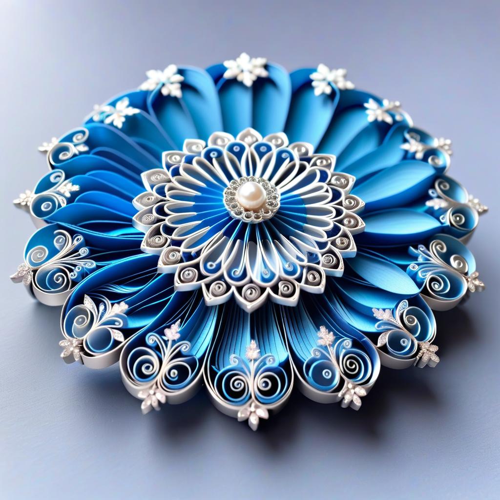  paper quilling art of (Ladies fan, winter design): colour silver blue, decorated with stars, snowflakes, frost. (Gears and shaft): silver pearl colour. (Pin): in the form of an ice cube. Empire, fantasy, baroque. . intricate, delicate, curling, rolling, shaping, coiling, loops, 3D, dimensional, ornamental hyperrealistic, full body, detailed clothing, highly detailed, cinematic lighting, stunningly beautiful, intricate, sharp focus, f/1. 8, 85mm, (centered image composition), (professionally color graded), ((bright soft diffused light)), volumetric fog, trending on instagram, trending on tumblr, HDR 4K, 8K