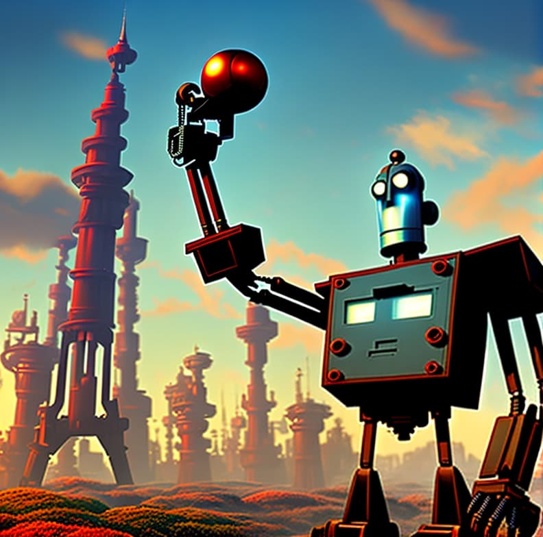 A stylized, retro robot in the style of The Iron Giant, 9:16 aspect ratio. hyperrealistic, full body, detailed clothing, highly detailed, cinematic lighting, stunningly beautiful, intricate, sharp focus, f/1. 8, 85mm, (centered image composition), (professionally color graded), ((bright soft diffused light)), volumetric fog, trending on instagram, trending on tumblr, HDR 4K, 8K