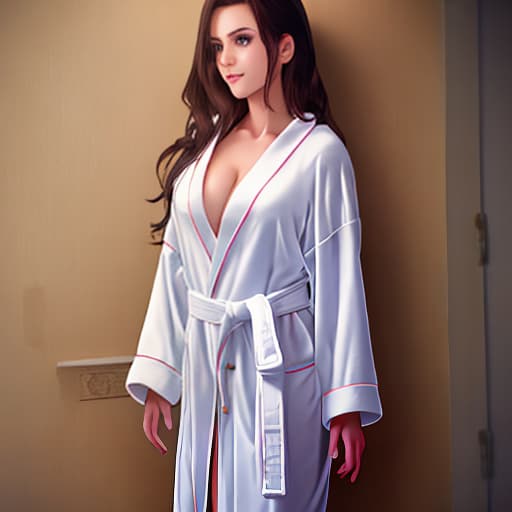  butiful girl wearing a robe without anything else